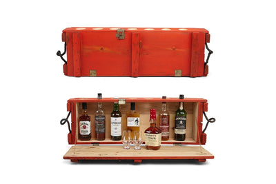 Mini Bar - Orange - Wall mounted mini bar | Whiskey and cocktail bar | Orange bar cabinet - Boites de la paix - 1