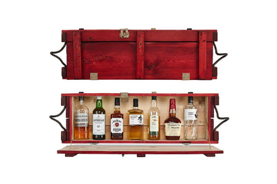 Mini Bar - Red - Red minibar | Home bar cabinet | Eco design | Handmade furniture - Boites de la paix - 1